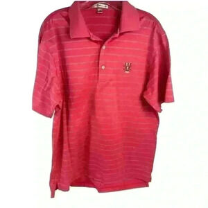 Peter‎ Millar Men's Striped Polo Golf Shirt Red Black M Short Sleeve Casual
